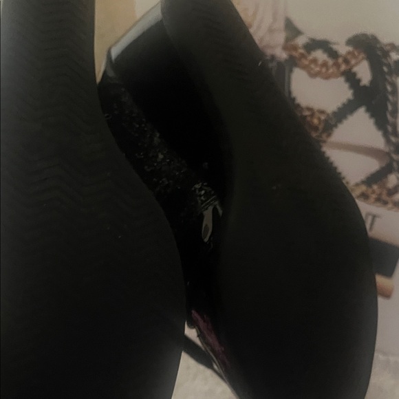 Forever Link Black Glitter Lace Up Boots - Picture 3 of 6